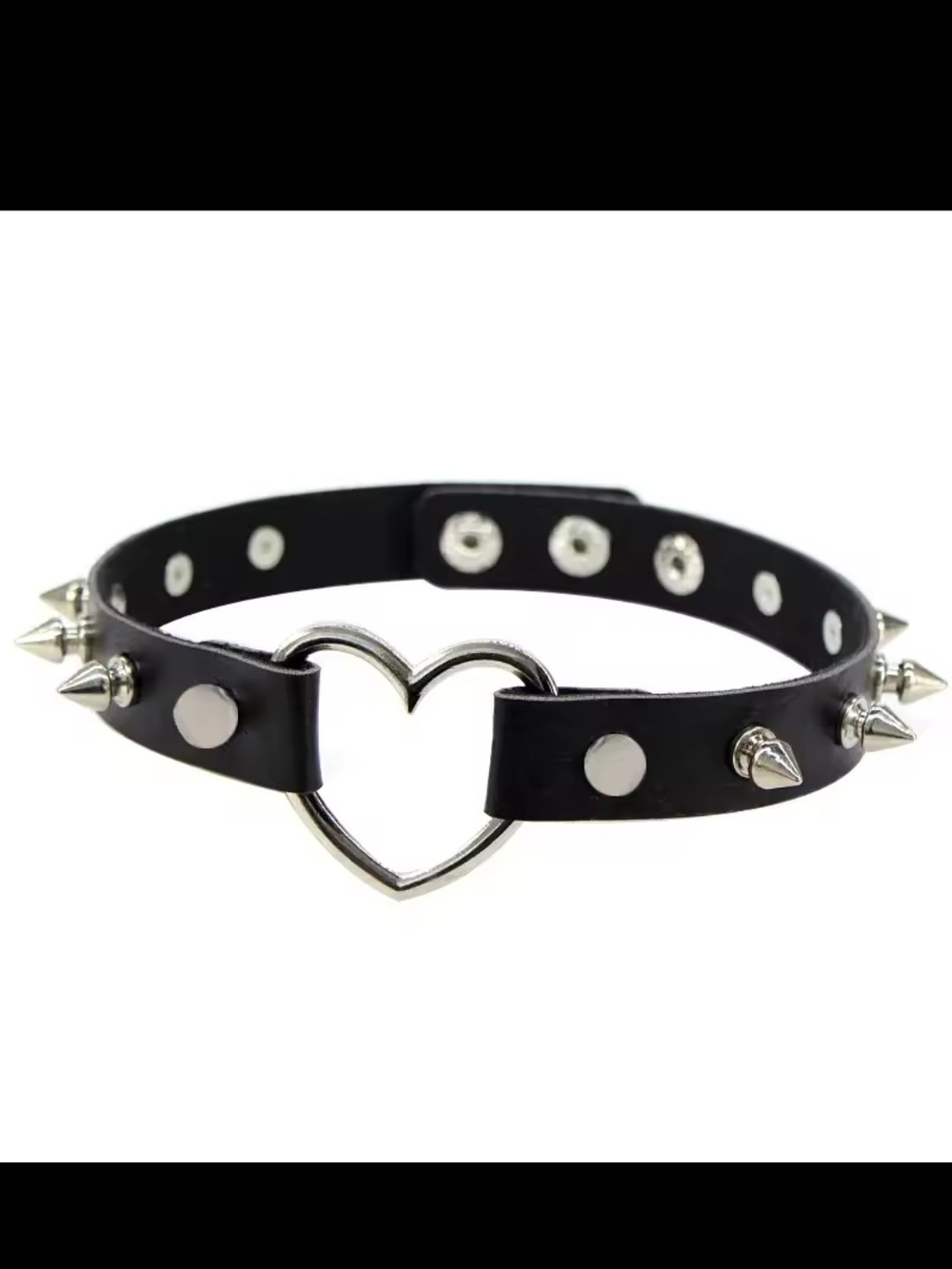 Punk Rock Gothic Vegan Leather Necklace Heart Spike Collar Studded Choker